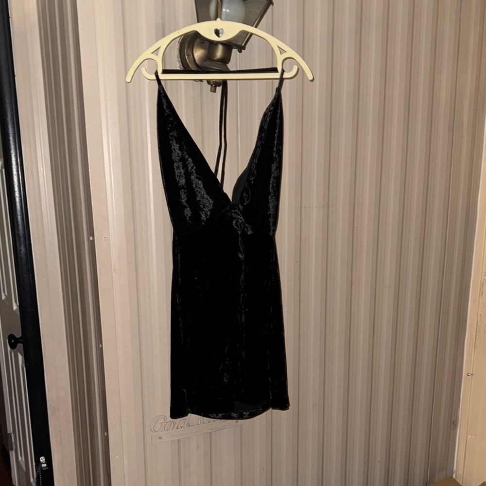 Zara Black Velvet Halter Dress